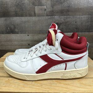 Men's Size 10 Diadora Magic Basket Demi‎ Cut Icona White & Red